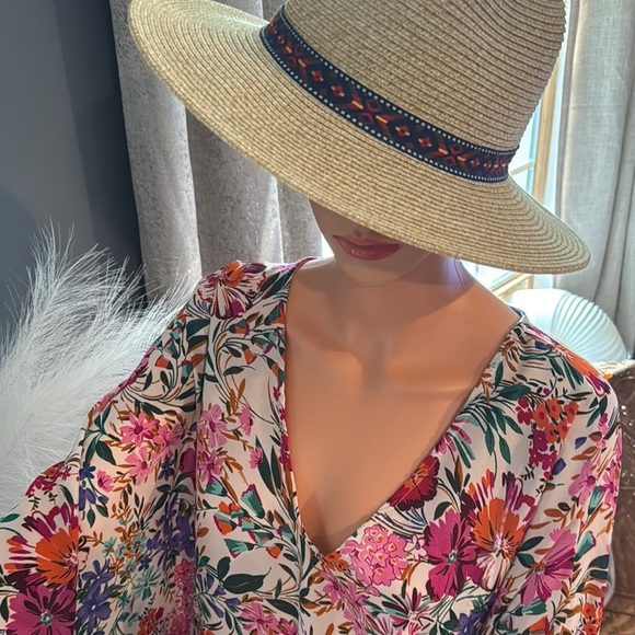 Vibrant Pink and Orange Bell Sleeve Swim Coverup - Picture 7 of 10